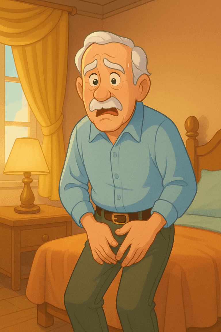 Älterer Mann mit Inkontinenz